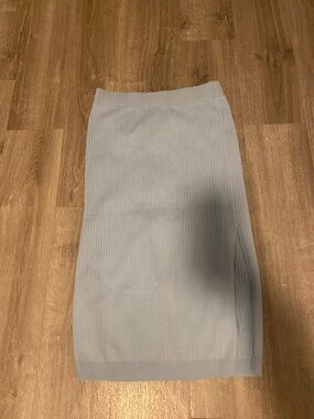 Amazon Light Blue Ribbed Pencil Skirt with Side Slit